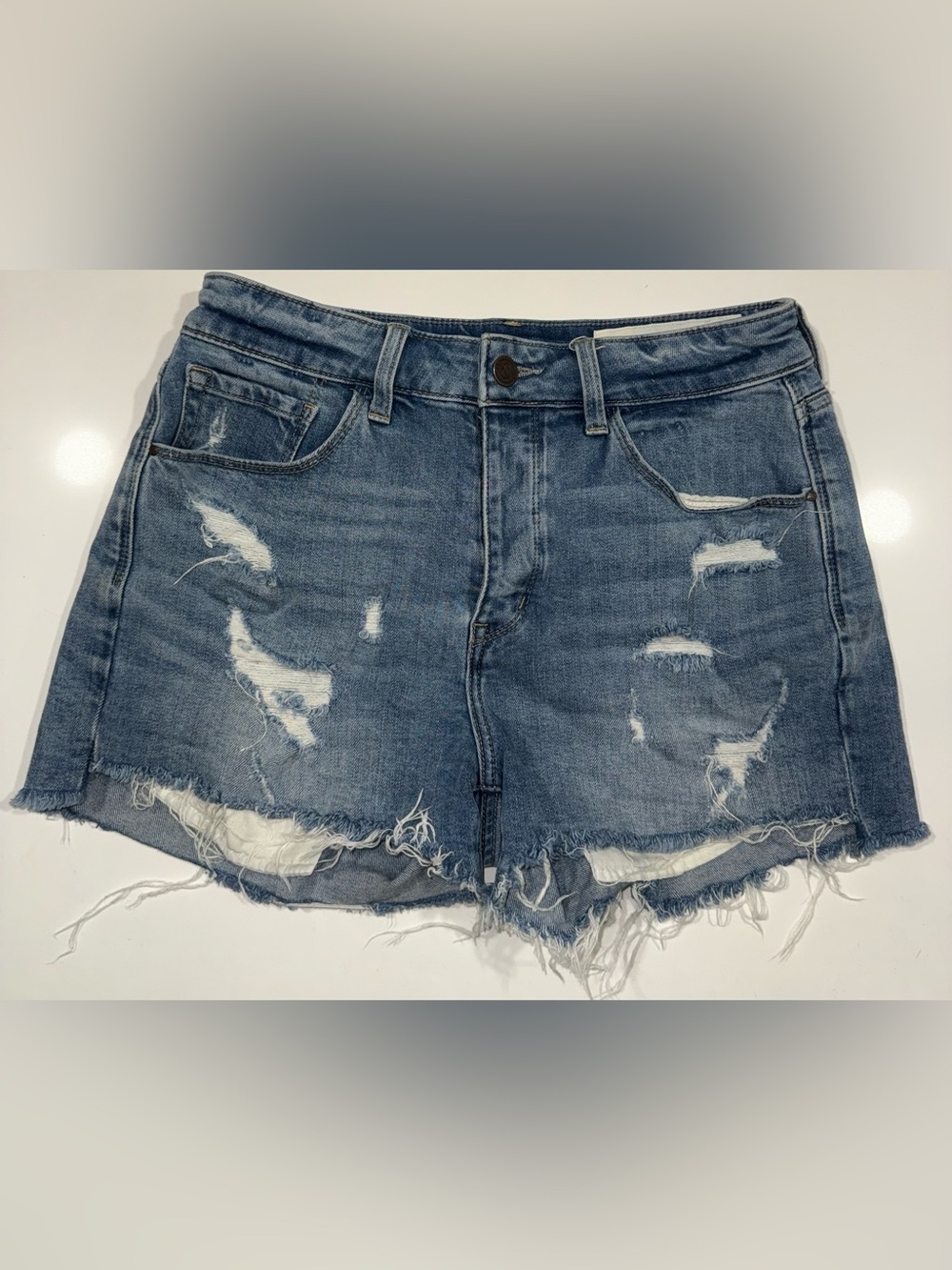 Treasure & Bond Distressed Denim Shorts - Blue